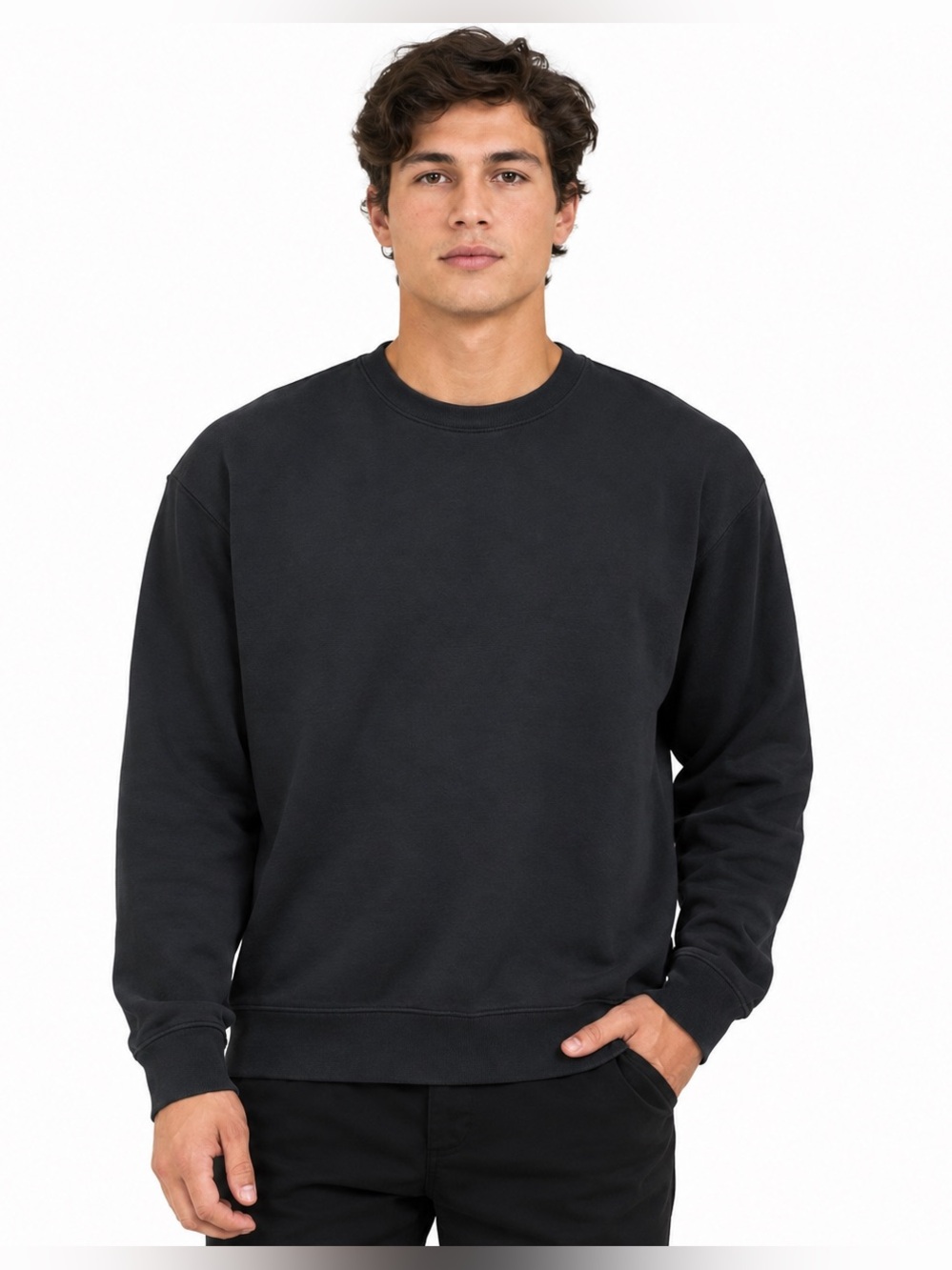 Original Use Mens Hematite Fleece Boxy Crewneck Sweatshirt Size M